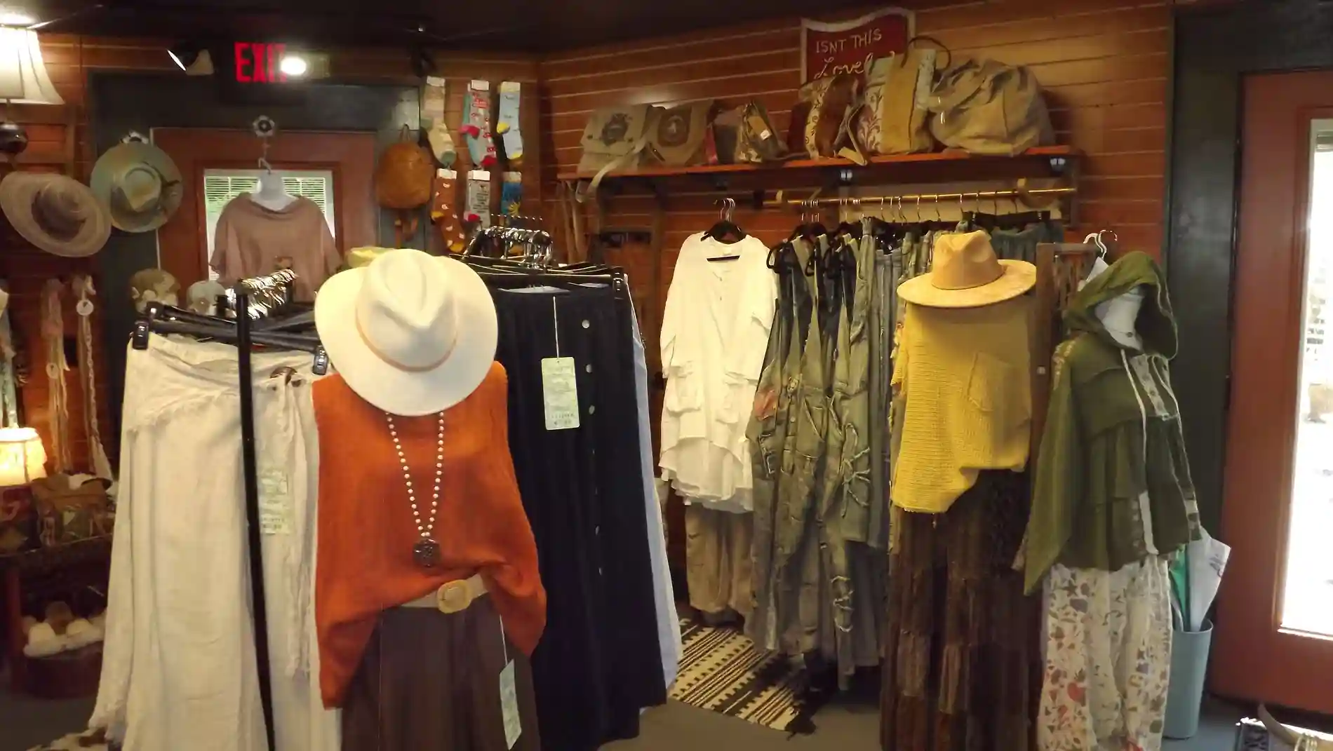 Clothing displays at Thistle & Thread